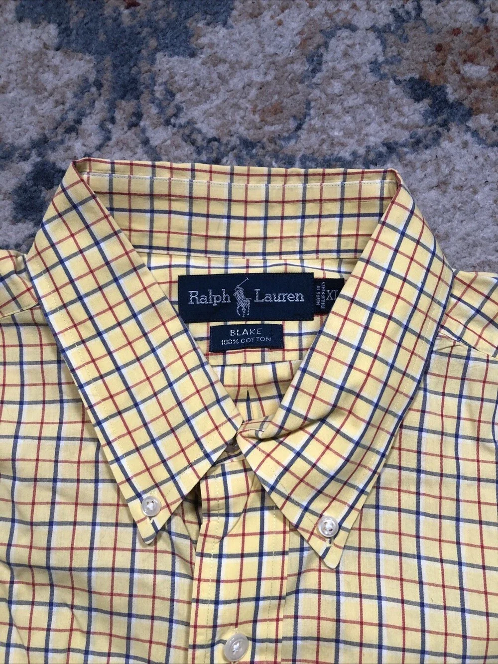 Polo Ralph Lauren Shirt Men's XL Yellow Plaid Short Sleeve Blake Fit